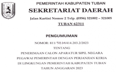 PENERIMAAN CALON ASN PPPK KABUPATEN TUBAN TAHUN ANGGARAN 2023